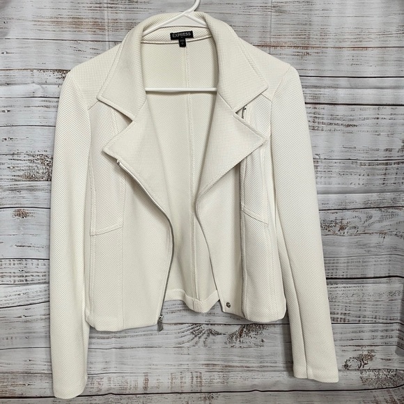 Express Jackets & Blazers - Express Cream Moto Jacket Size Small
